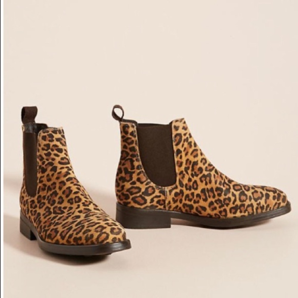 Anthropologie Jacinta Chelsea Leopard Print Ankle Boots size 7 US / 37 EU